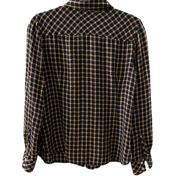 Tommy Hilfiger ~ Navy, yellow plaid shirt ~ size M - Picture 2 of 10